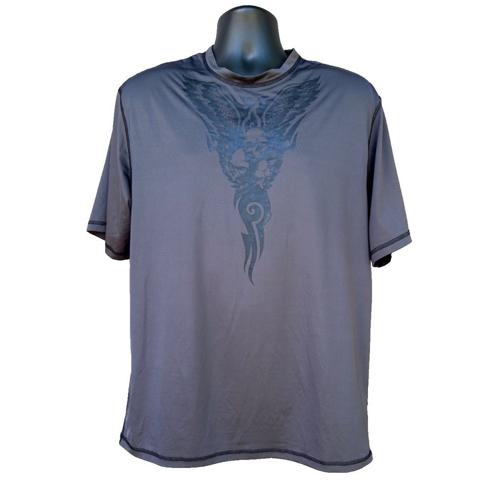 Crazy Shirts Mens XXL Gray Tribal Kai Noa UV Surf Swim Stretch Tee Quick Dry Fit